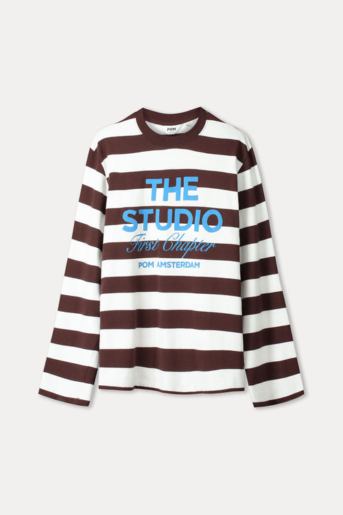 Блуза с дълъг ръкав Joy Striped Brown White POM Amsterdam