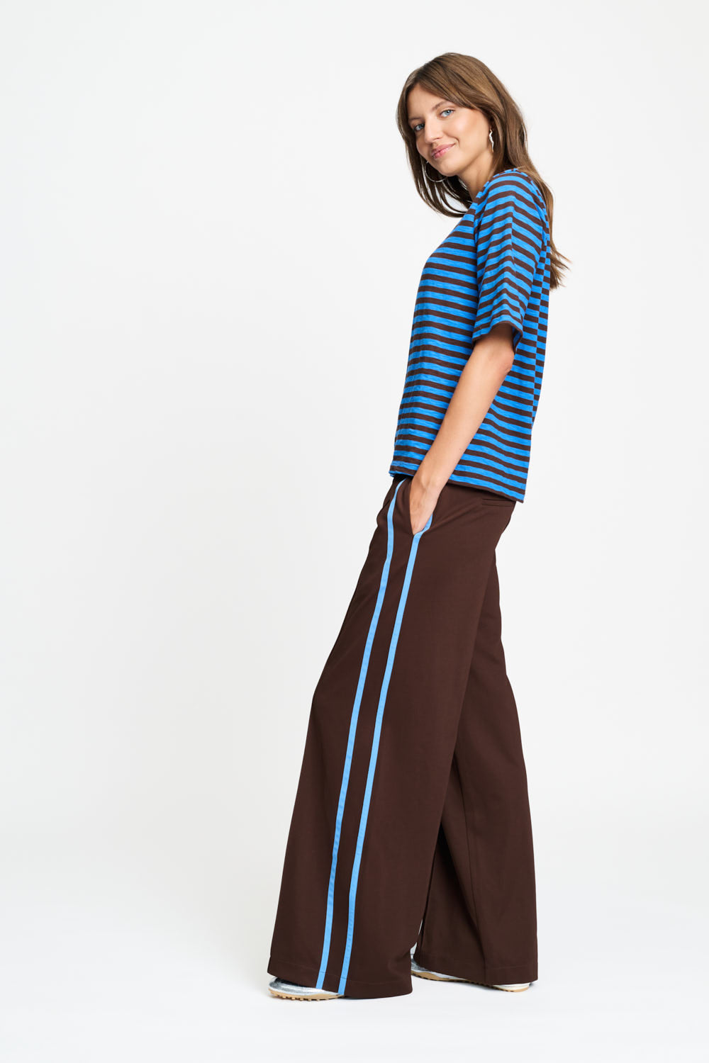 SHIRT - Tyra Striped Brown Blue POM Amsterdam
