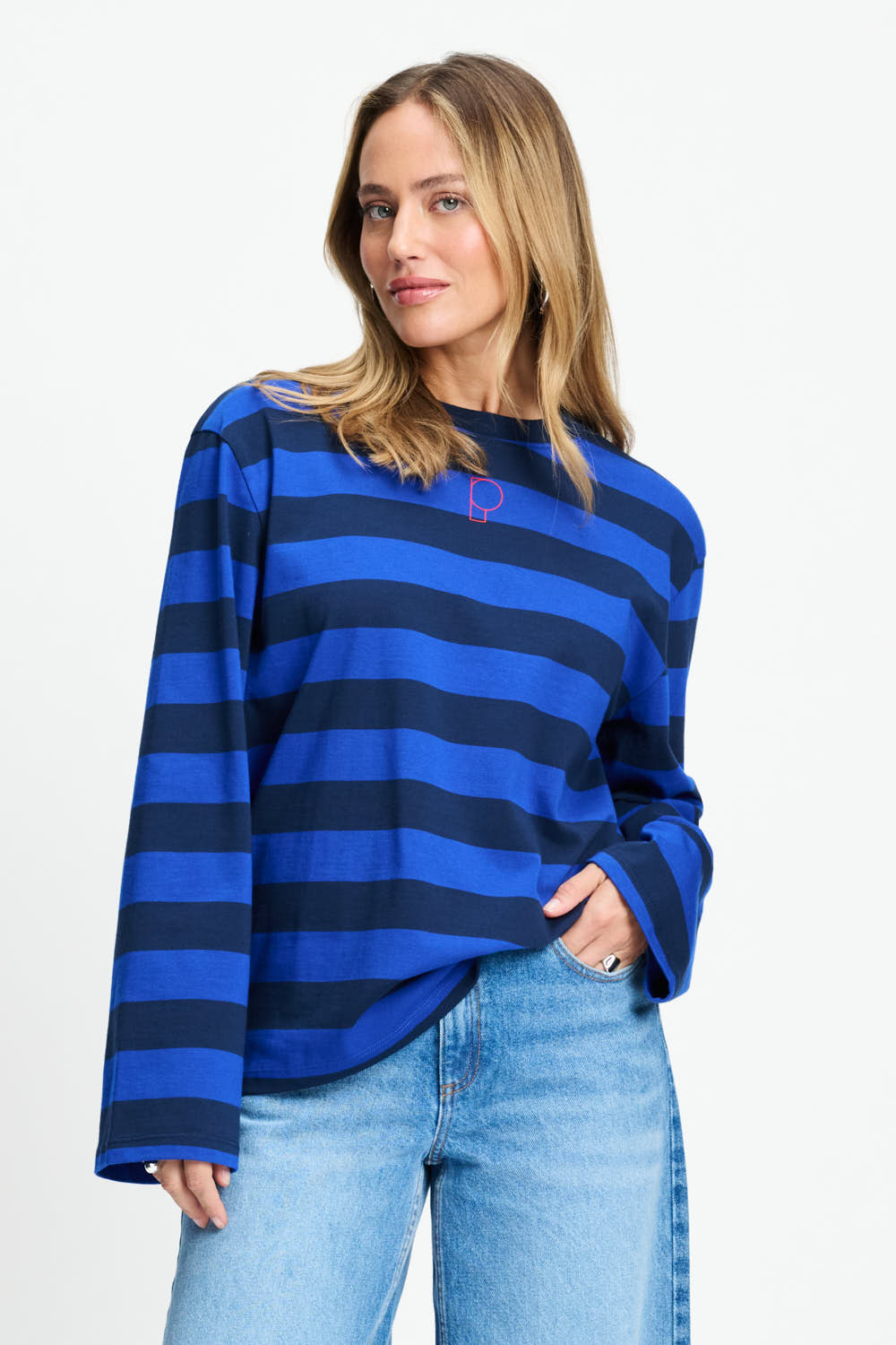 Блуза с дълъг ръкав Joy Striped Blue POM Amsterdam