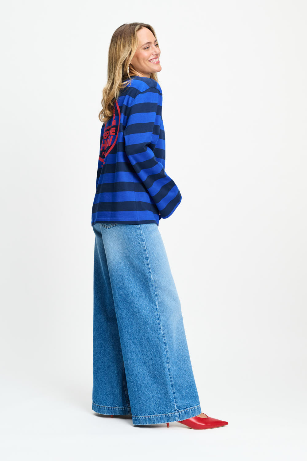 Блуза с дълъг ръкав Joy Striped Blue POM Amsterdam